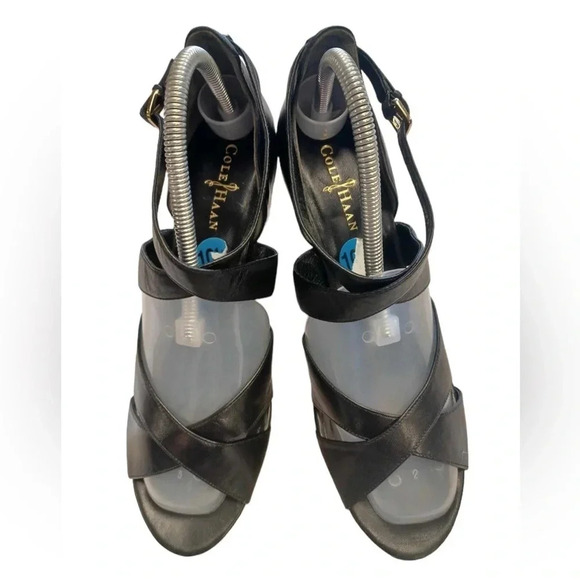 Cole Haan Espadrilles Wedge Black Sling  back Sandals Size 10.5 - Picture 2 of 7